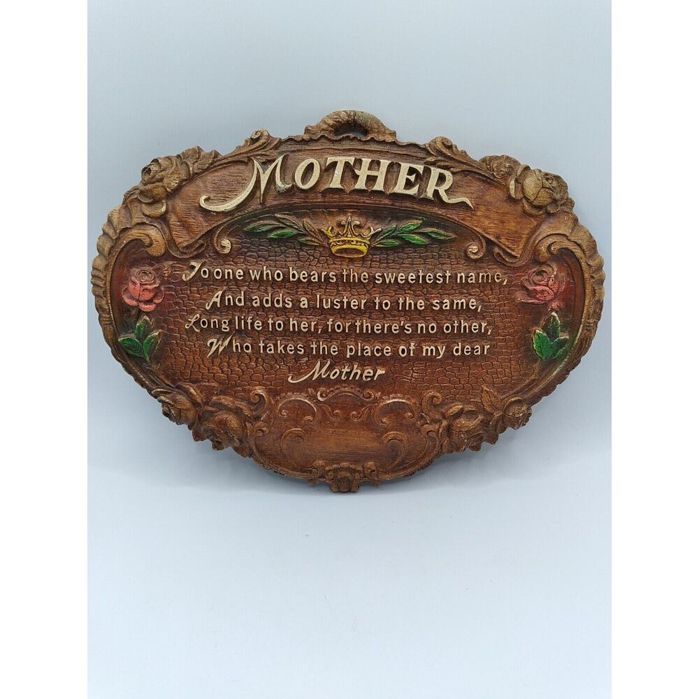 Vintage Faux Wood Resin Ceramic ?Mother Wall Plaque Vintage
